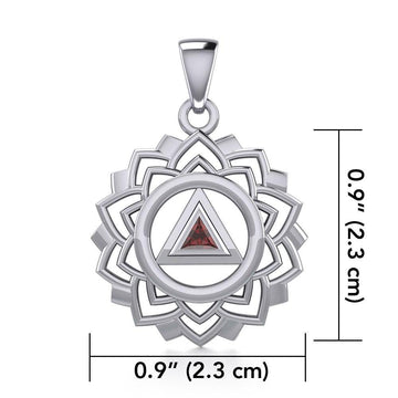 Crown Chakra with Recovery Gemstone Symbols Silver Pendant TPD5307 - Jewelry